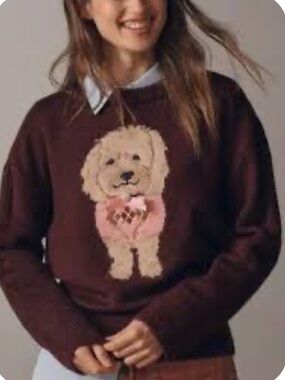 anthropologie maeve dog sweater new xs